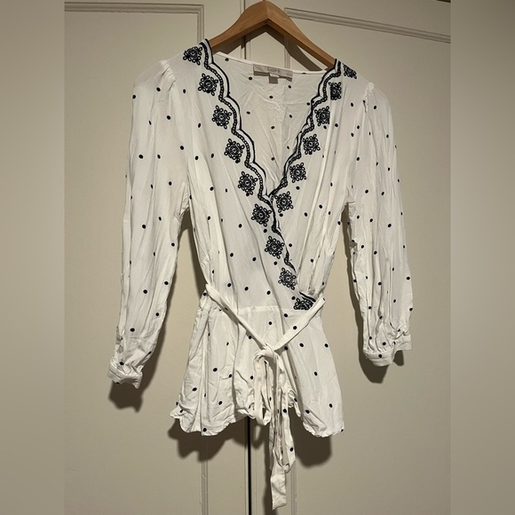 Loft Wrap Embroidered White Blouse - Picture 1 of 4